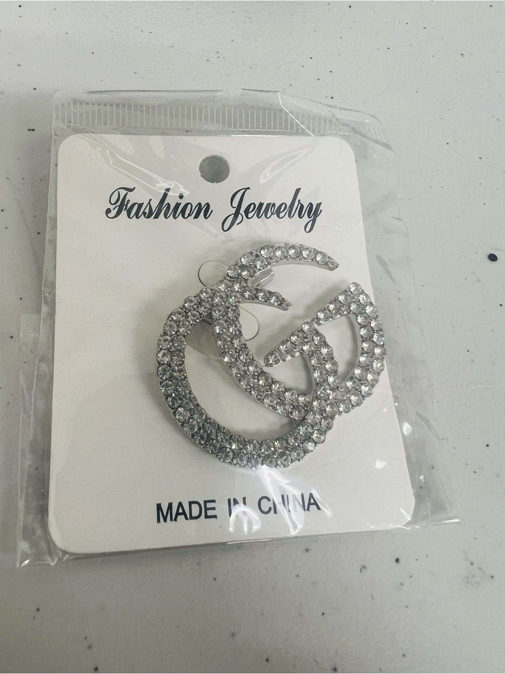 Fashion Jewelry Rhinestone Interlocking Circle Brooch - Silver #0023